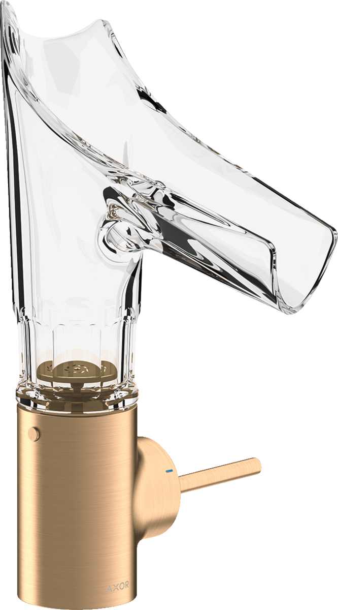 Jednouchwytowa bateria umywalkowa 140 ze szklaną wylewką i niezamykanym kompletem odpływowym