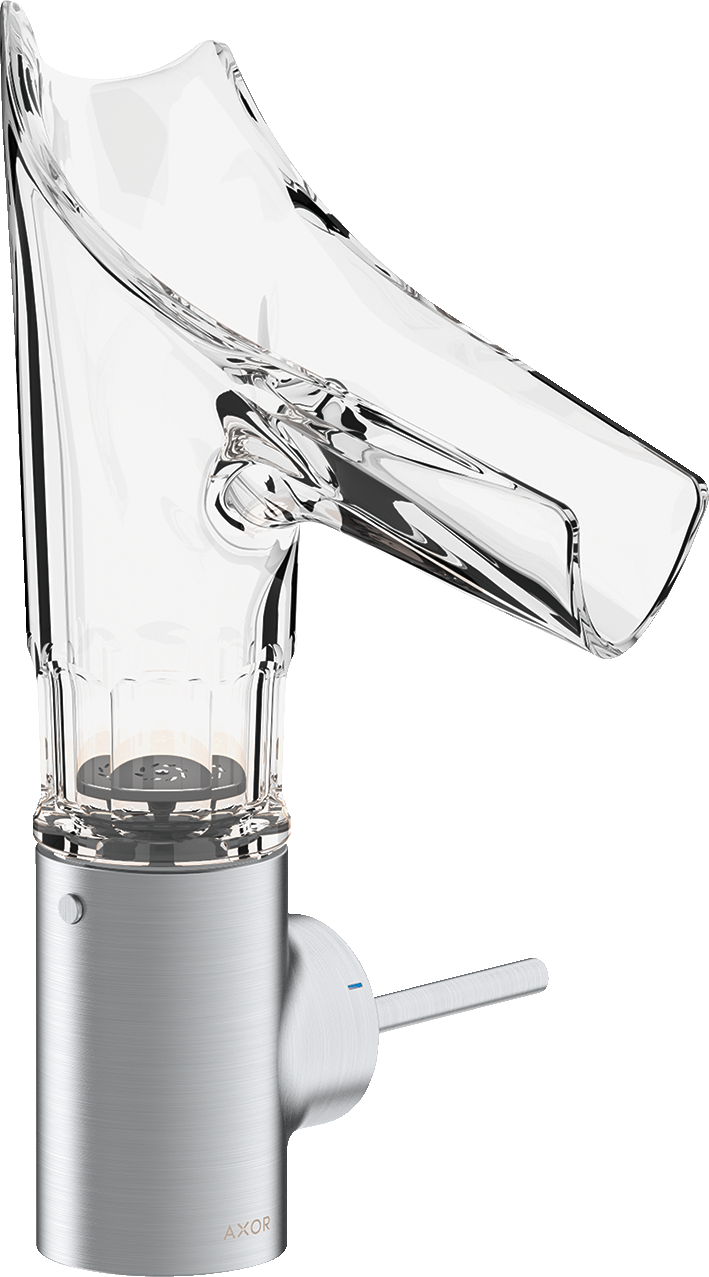 Single lever basin mixer 140 with glass spout and waste set - bevel cut