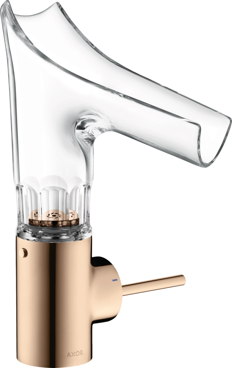 1-grebs håndvaskarmatur 140 med glastud og siventil - facetslebet