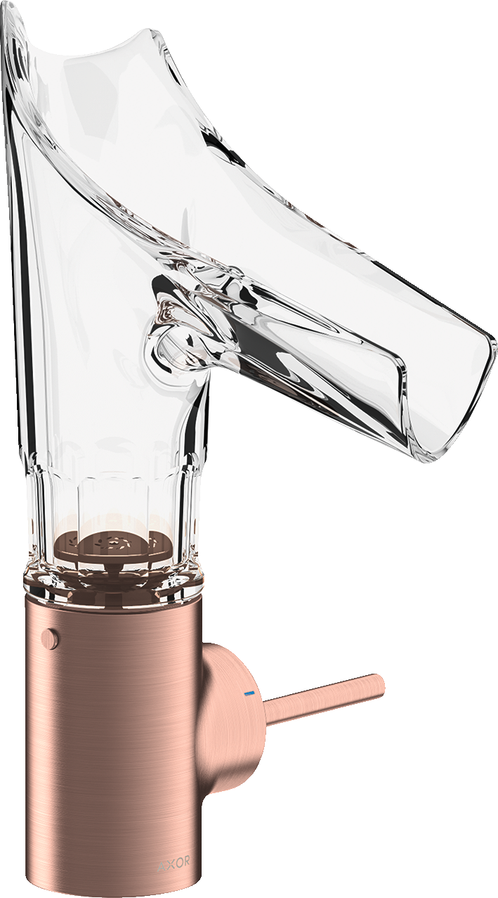 Einhebel-Waschtischmischer 140 mit Glasauslauf und Ablaufgarnitur - Facettenschliff