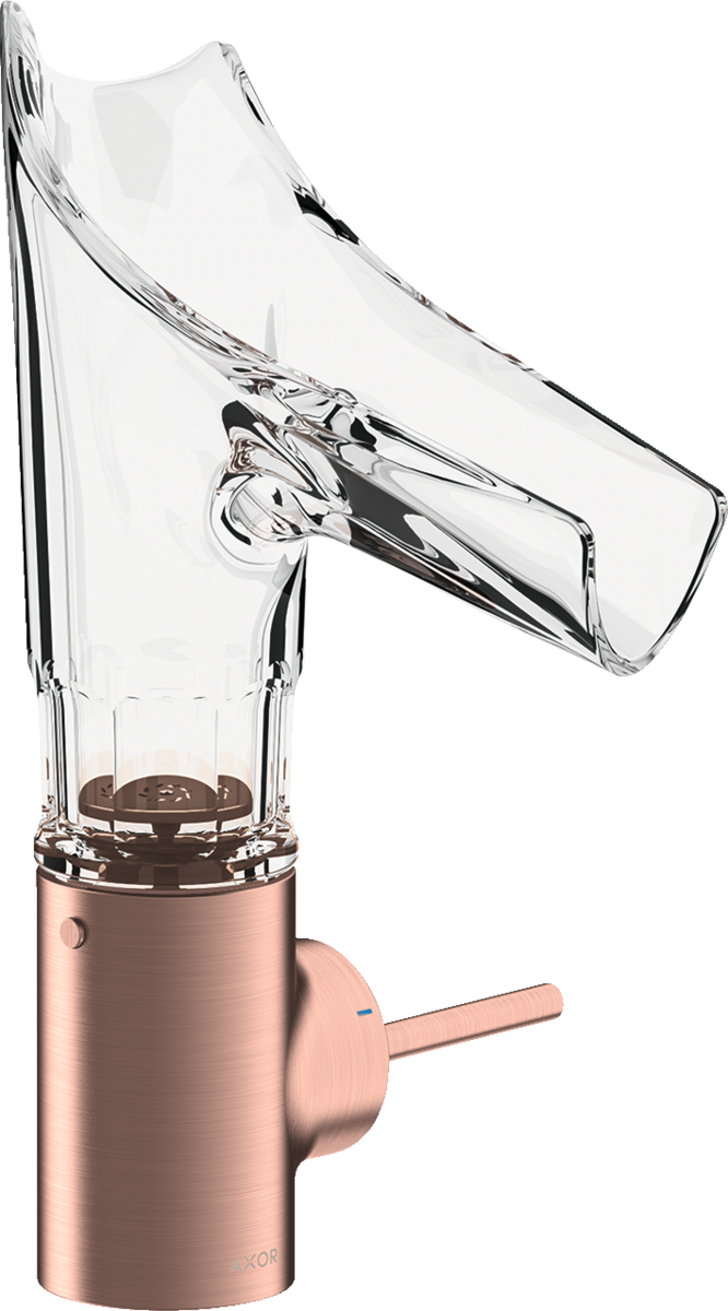 Eéngreepswastafelmengkraan 140 met kristalglazen uitloop en afvoerplug - facetgeslepen