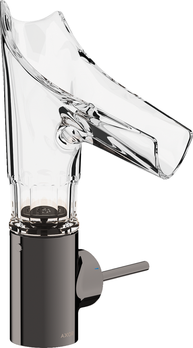 Eéngreepswastafelmengkraan 140 met kristalglazen uitloop en afvoerplug - facetgeslepen