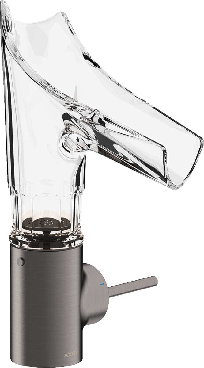 1-grebs håndvaskarmatur 140 med glastud og siventil - facetslebet