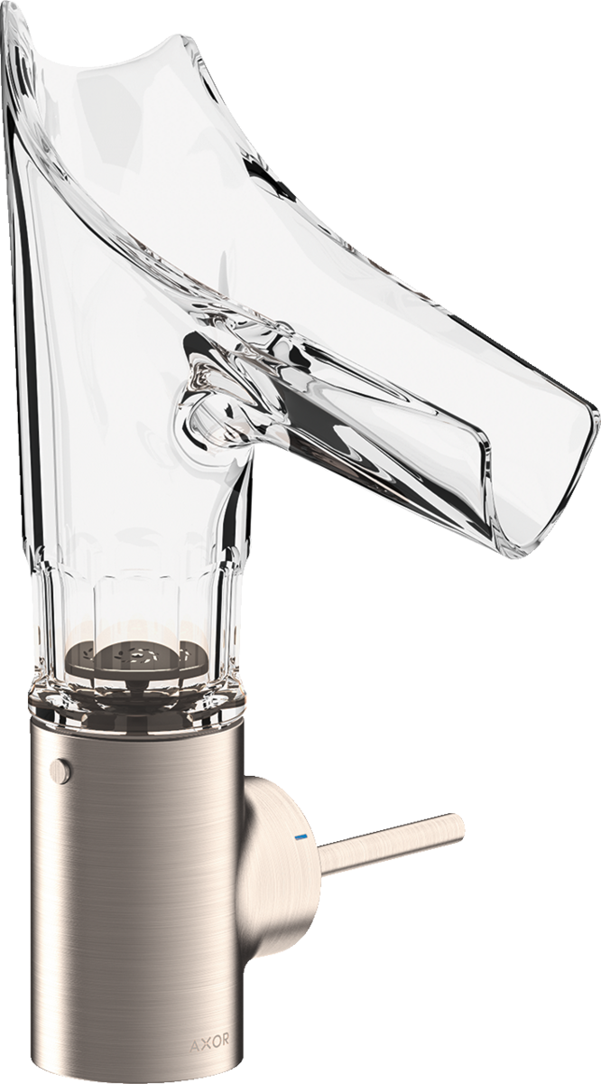 Einhebel-Waschtischmischer 140 mit Glasauslauf und Ablaufgarnitur - Facettenschliff