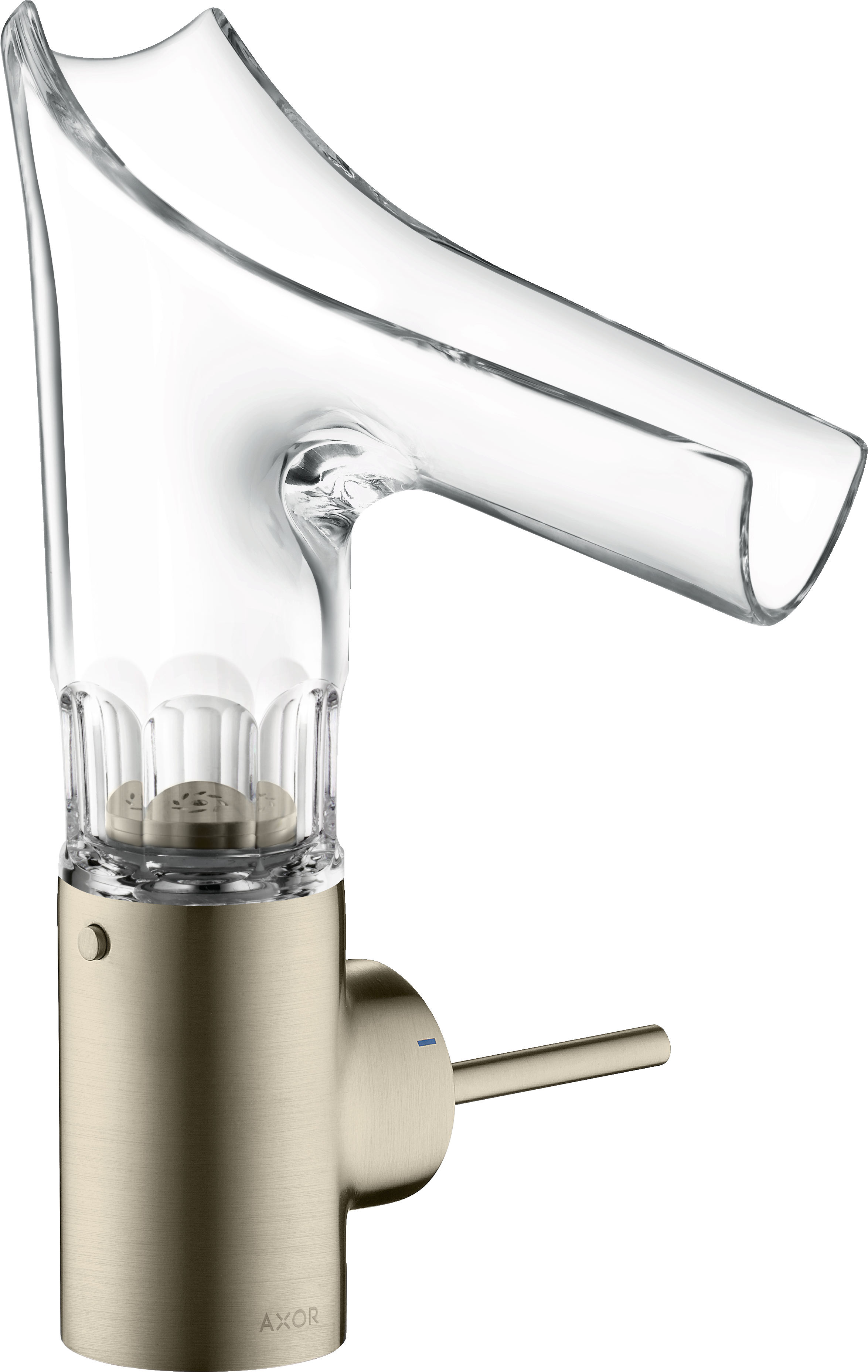 Single lever basin mixer 140 with glass spout and waste set - bevel cut