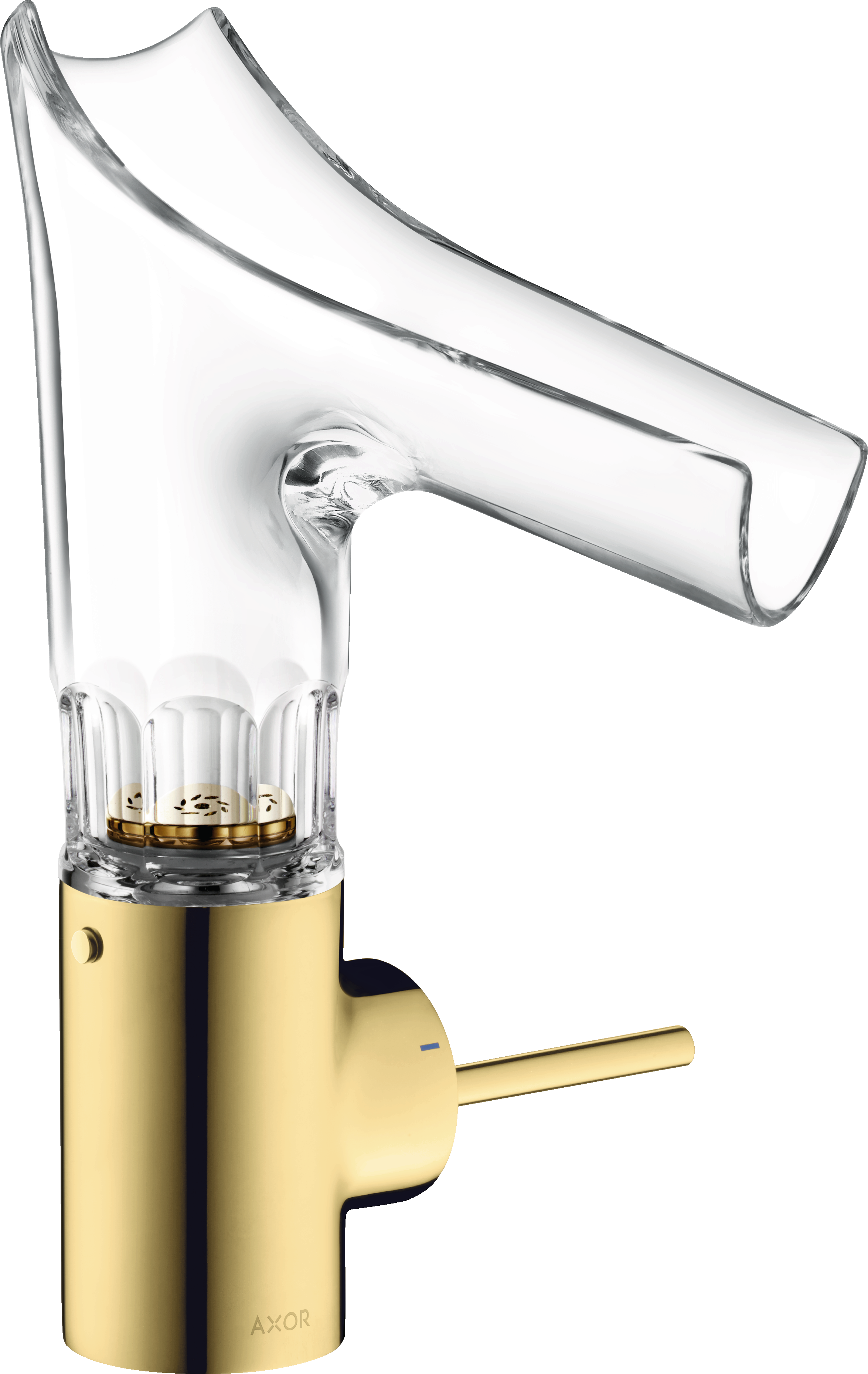 Single lever basin mixer 140 with glass spout and waste set - bevel cut