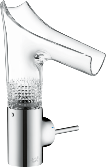AXOR Starck V Mitigeur de lavabo 140, bec en verre - coupe diamant, bonde à écoulement libre — 12122000