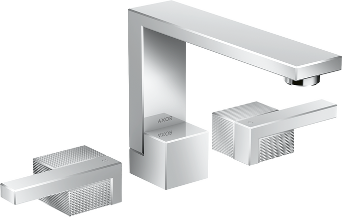 3-gats wastafelmengkraan 130 met afvoerplug, Diamond Cut