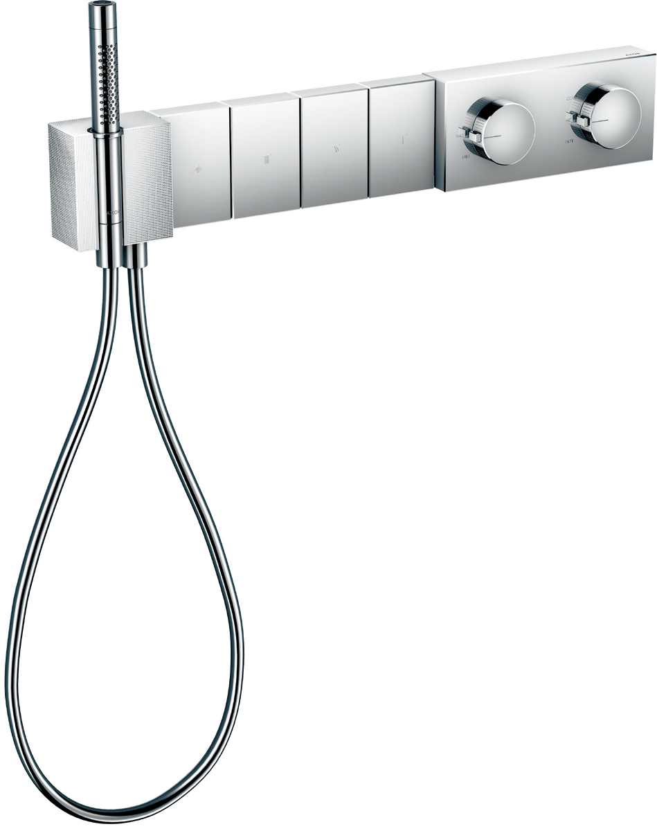 Thermostatic module Select 610/100 for concealed installation for 4 functions - diamond cut