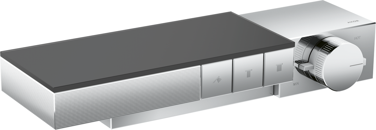 Thermostat for exposed/ concealed installation for 3 functions - diamond cut