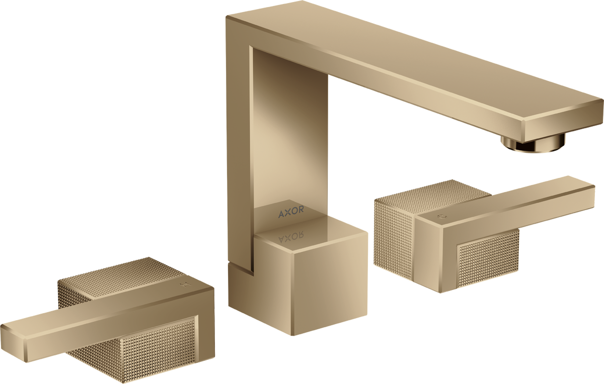 3-hole basin mixer 130 with push-open waste set - diamond cut