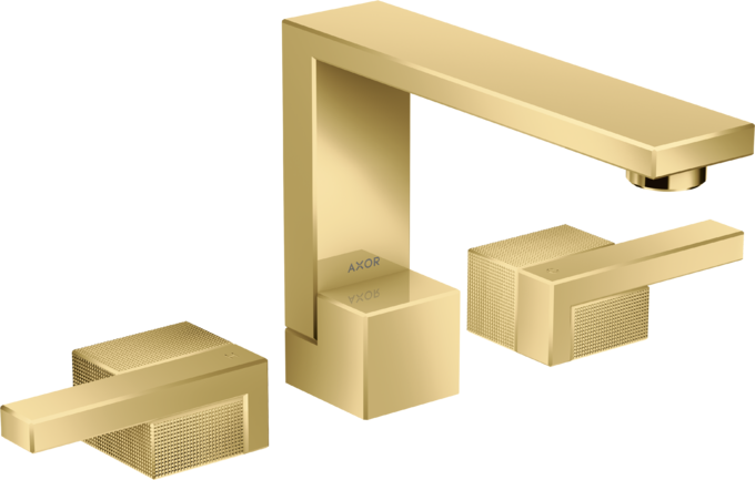 AXOR Edge Mélangeur de lavabo 3 trous 130, bonde push-open, coupe diamant — 46051990