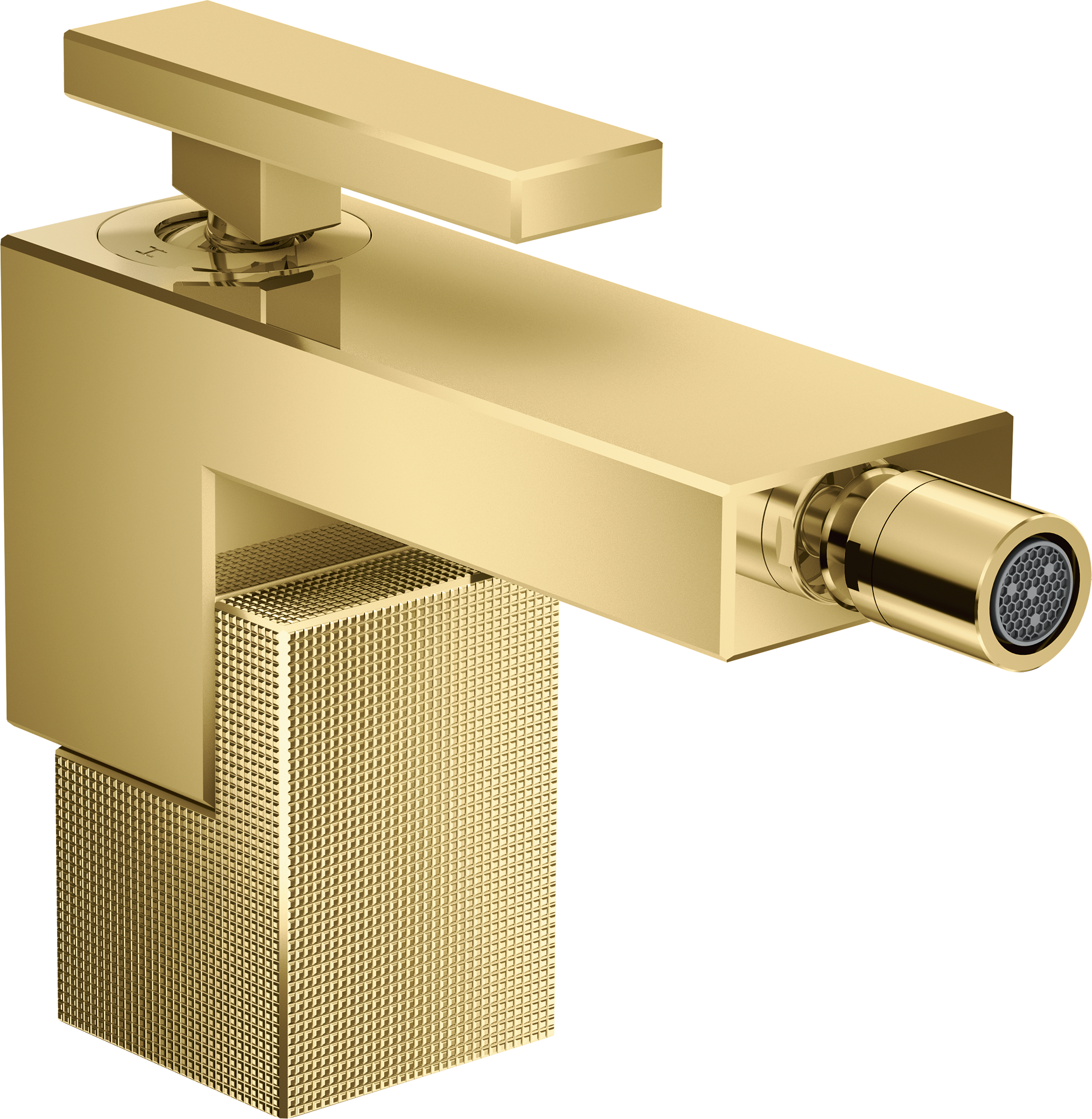 Single lever bidet mixer with push-open waste set - diamond cut