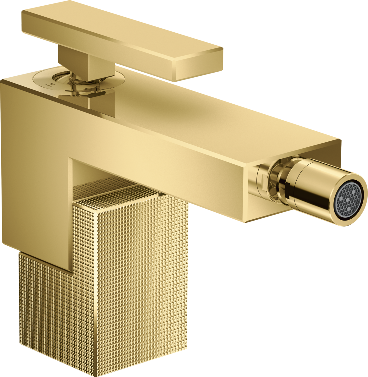 Single lever bidet mixer with push-open waste set - diamond cut
