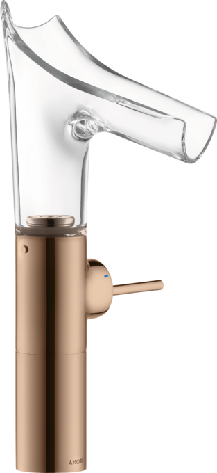 AXOR Starck V Mitigeur de lavabo 220 surélevé pour vasque libre, bec en verre, bonde à écoulement libre — 12114300