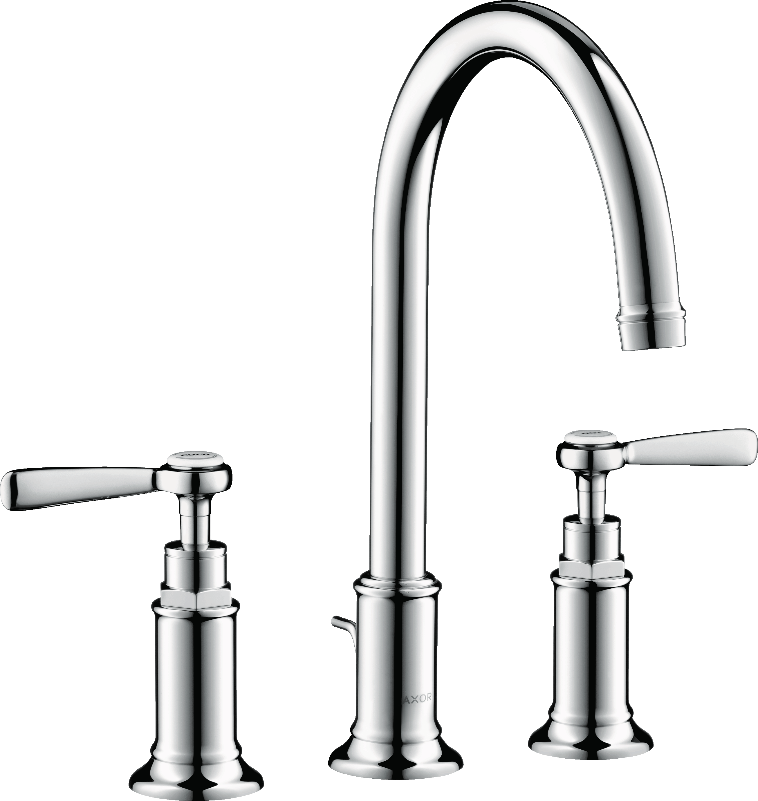 3-hole basin mixer 180 with lever handles and pop-up waste set