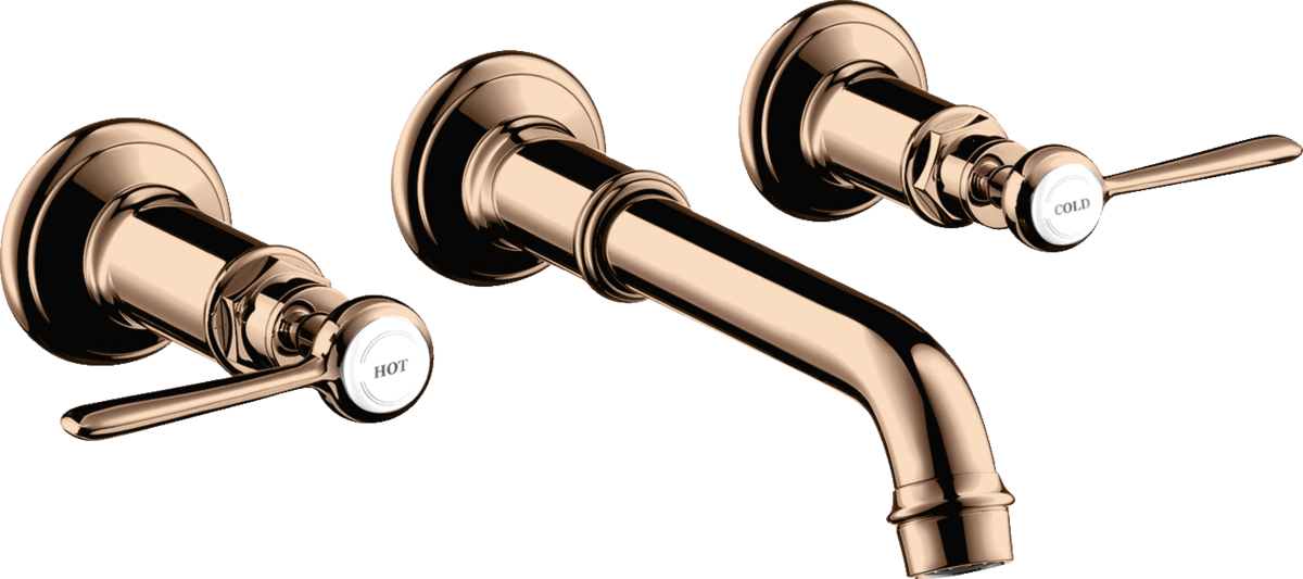 3-hole basin mixer for concealed installation wall-mounted with spout 165 - 225 mm and lever handles