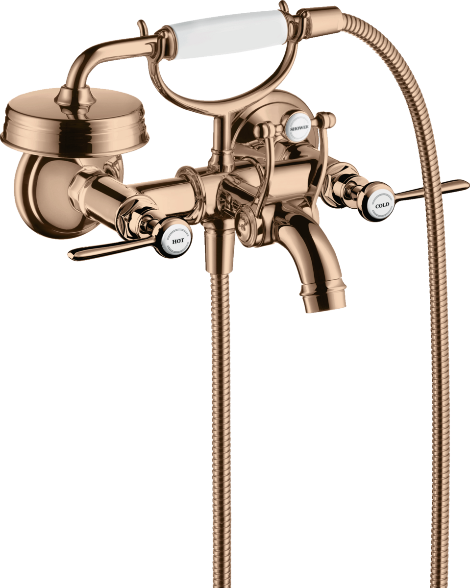 2-handle bath mixer for exposed installation with lever handles
