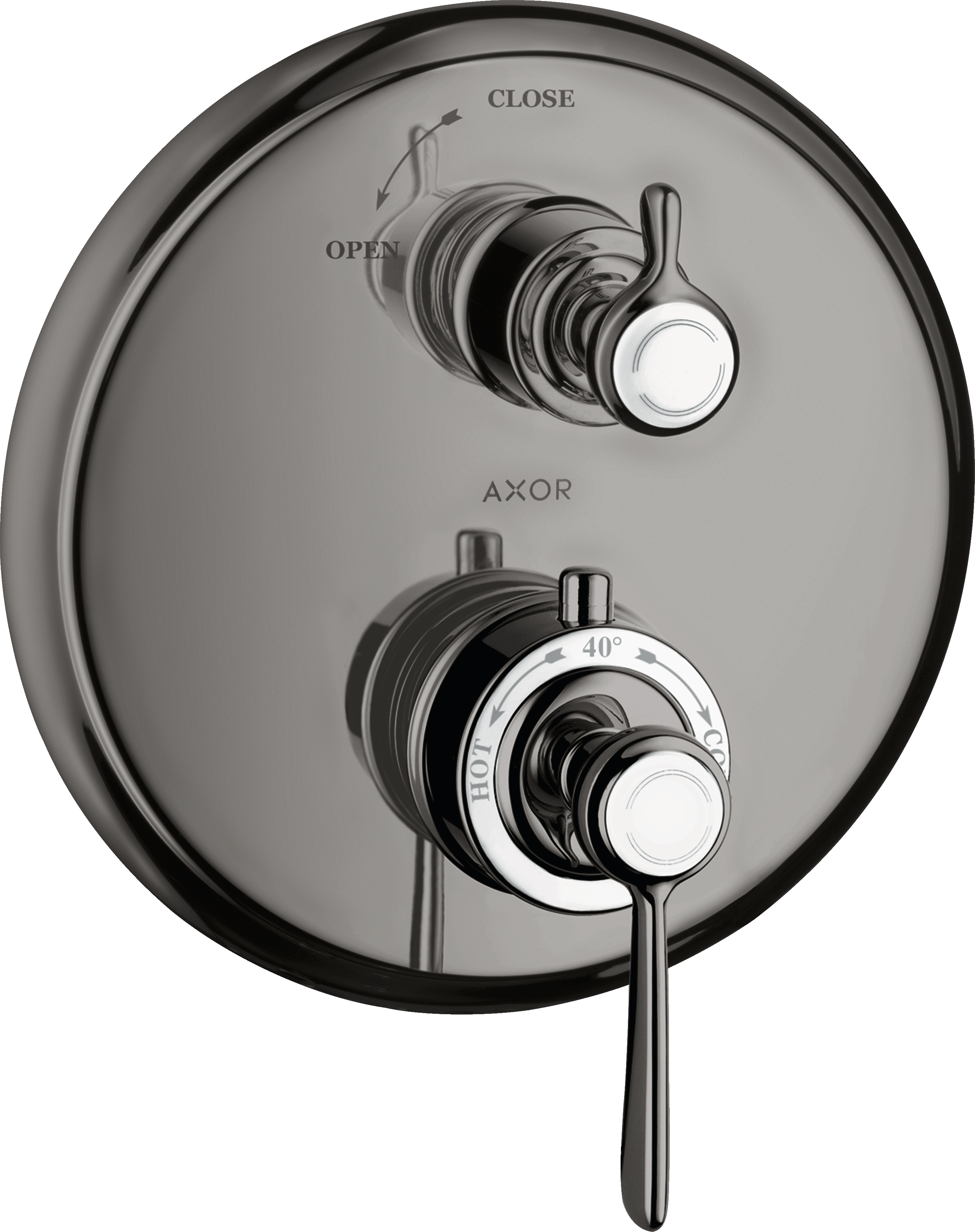 Thermostat for concealed installation with lever handle and shut-off valve