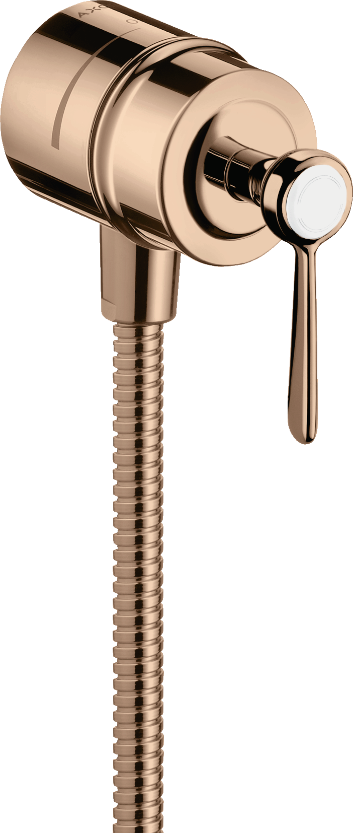 Przyłącze węża z zaworem odcinającym i uchwytem jednoramiennym