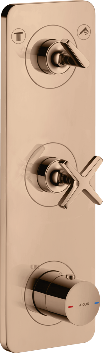 Thermostatic module 380/120 for concealed installation for 2 functions with plate