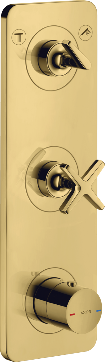 Thermostatic module 380/120 for concealed installation for 2 functions with plate