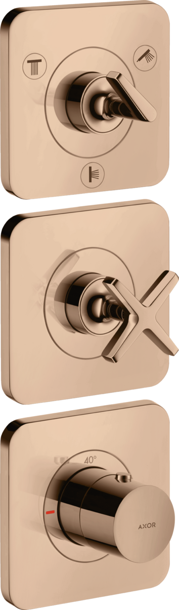 Thermostatic module 380/120 for concealed installation for 3 functions with escutcheons