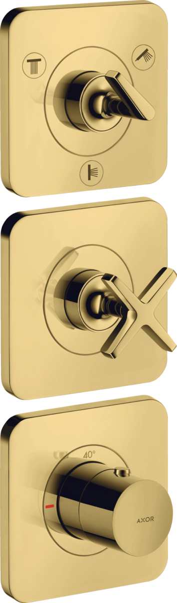 Thermostatic module 380/120 for concealed installation for 3 functions with escutcheons