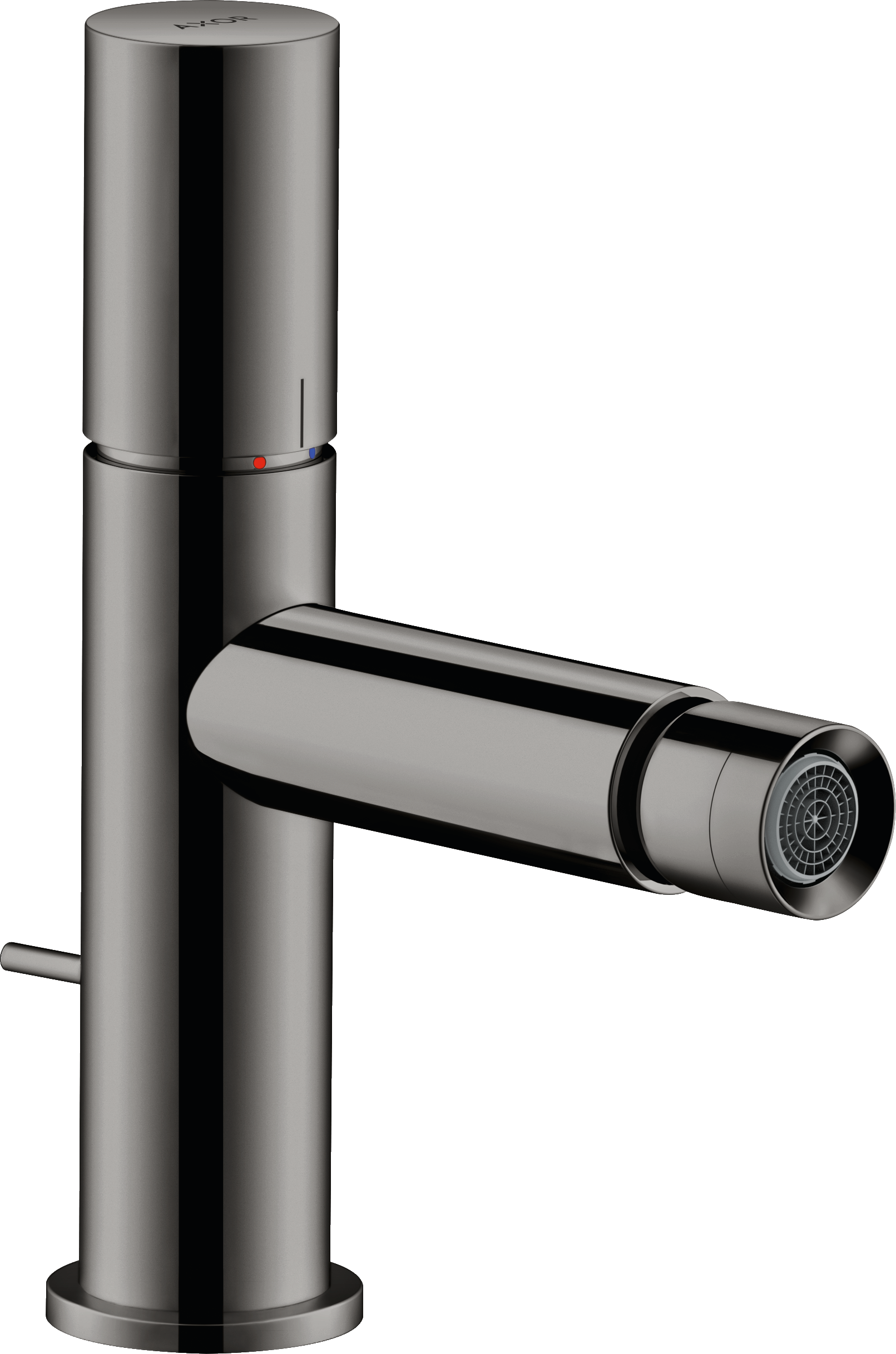 Single lever bidet mixer with zero handle and pop-up waste set