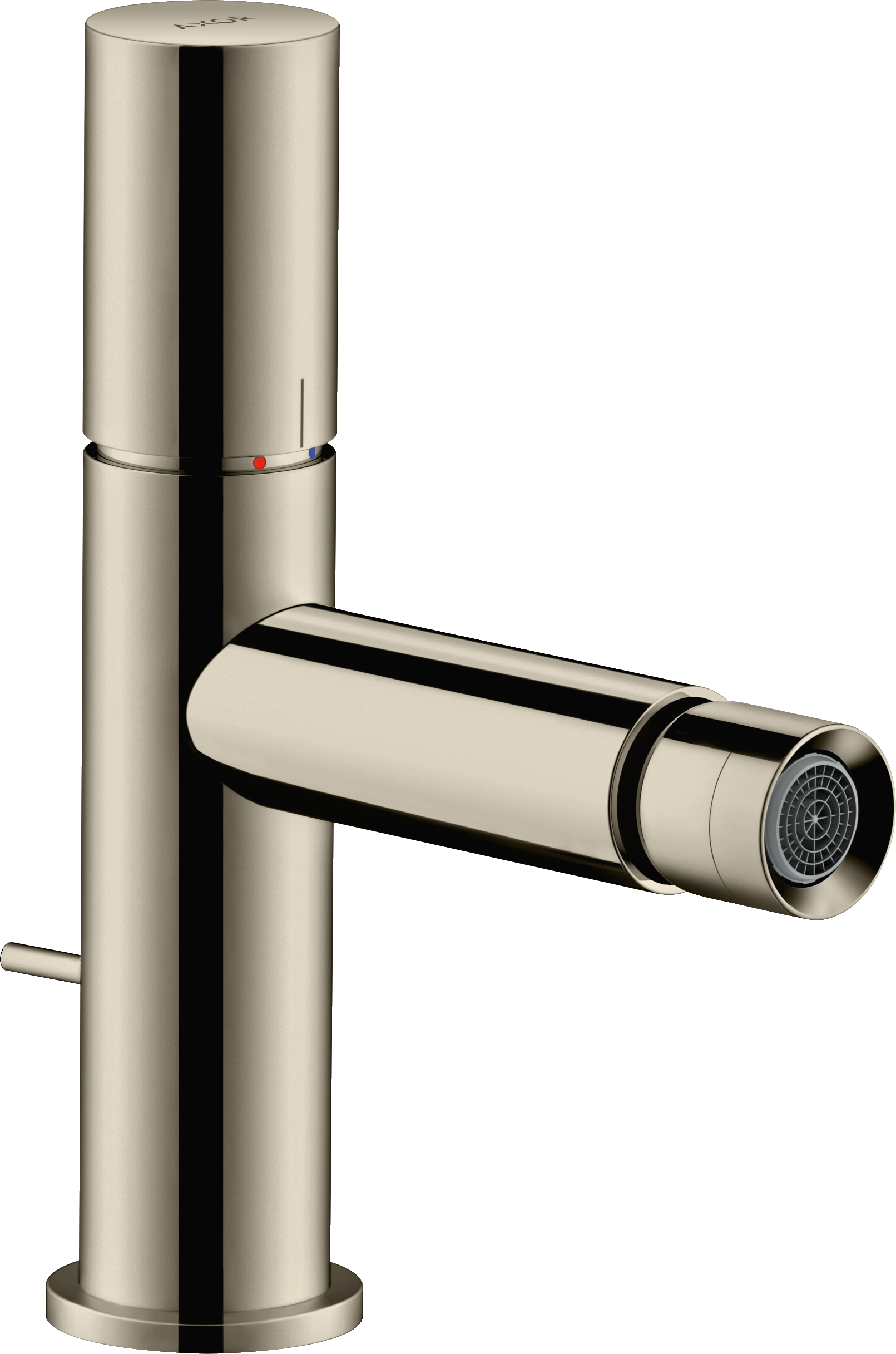 Single lever bidet mixer with zero handle and pop-up waste set