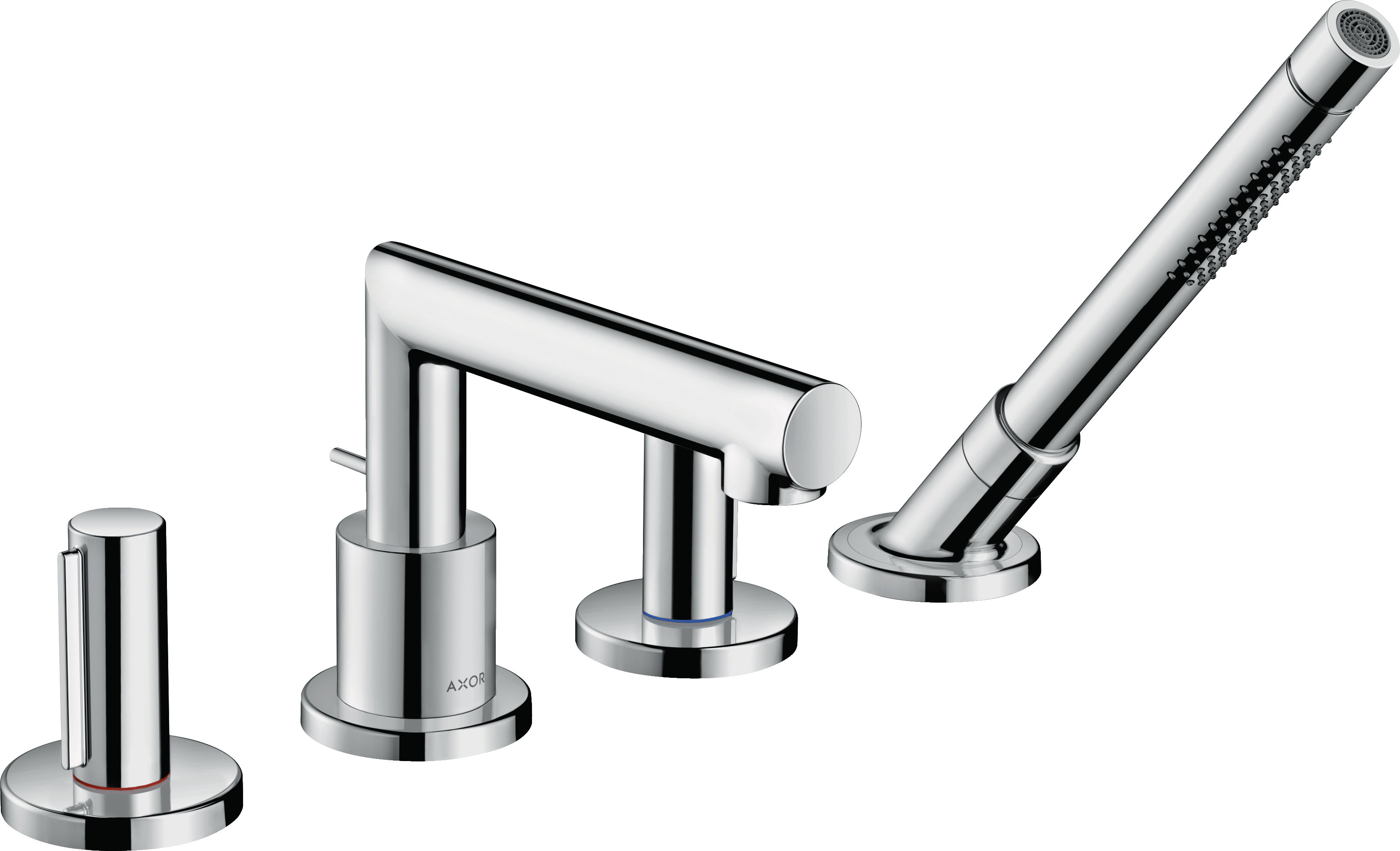 4-hole rim mounted bath mixer with zero handles