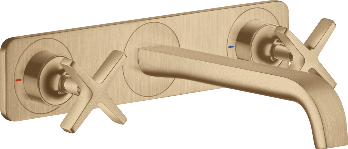 3-hole basin mixer for concealed installation wall-mounted with spout 220 mm and plate