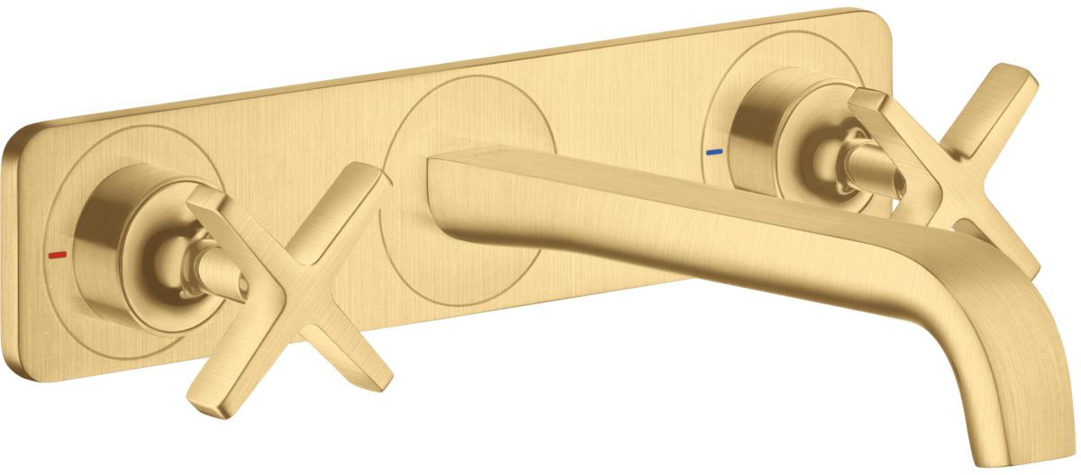 3-Loch Waschtischarmatur Unterputz für Wandmontage mit Auslauf 220 mm und Platte