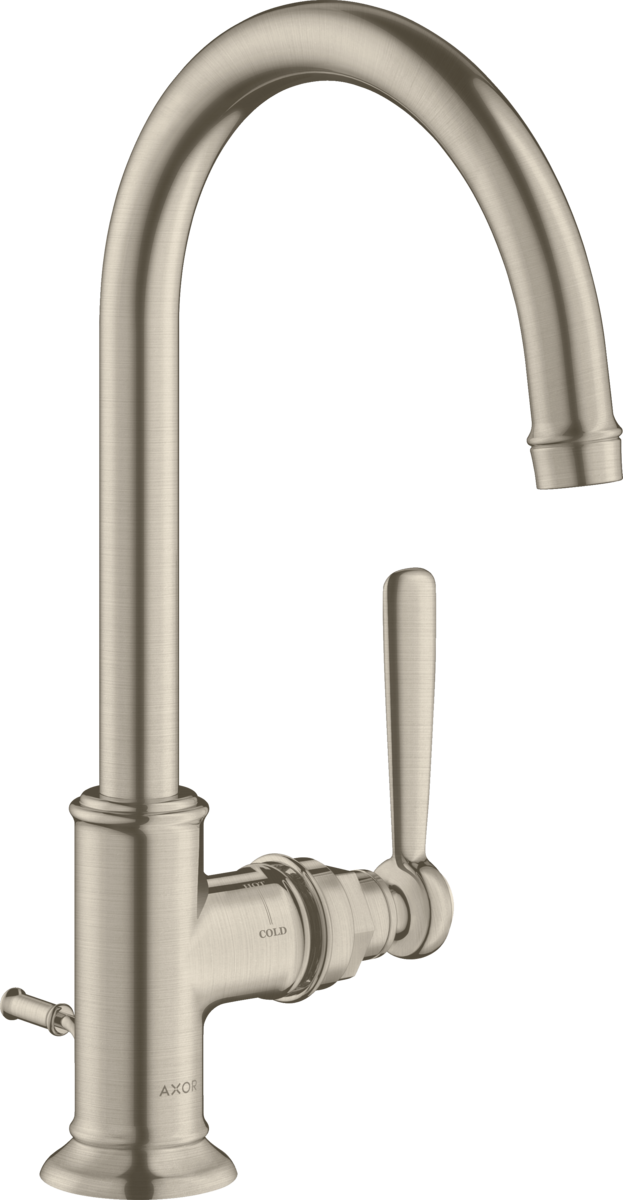 Single lever basin mixer 210 with lever handle and pop-up waste set