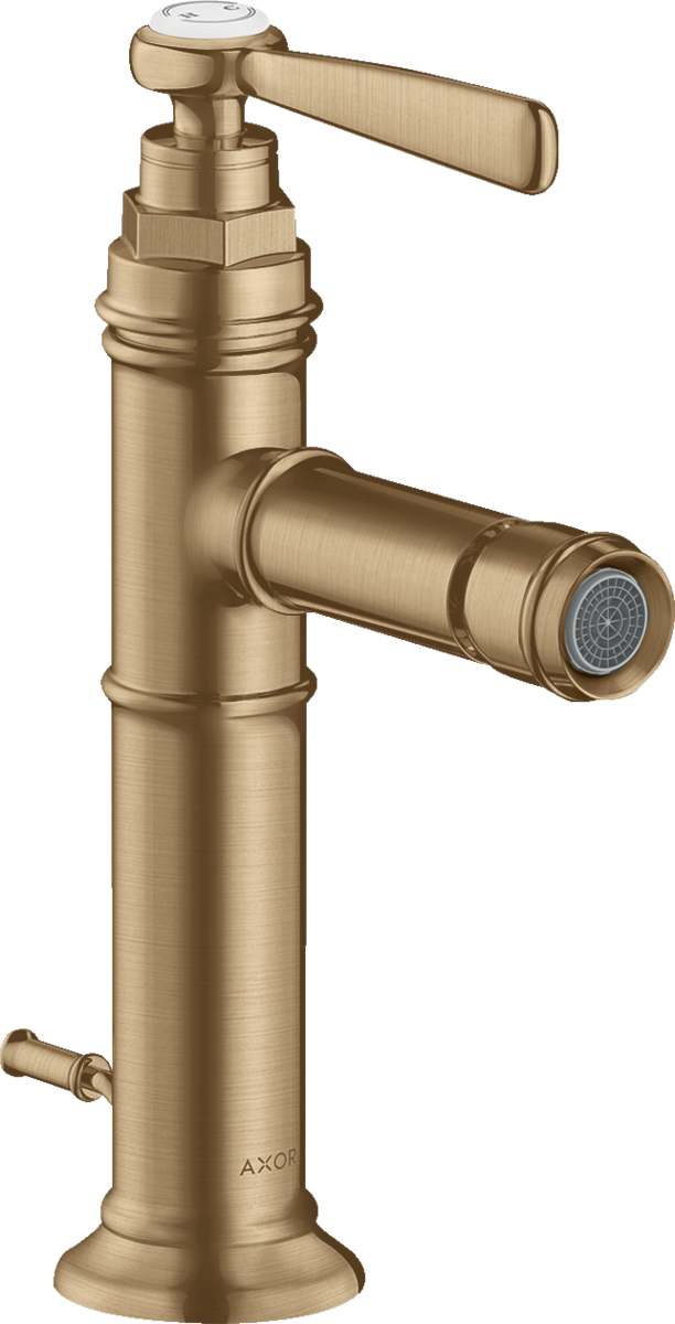 Single lever bidet mixer with lever handle and pop-up waste set