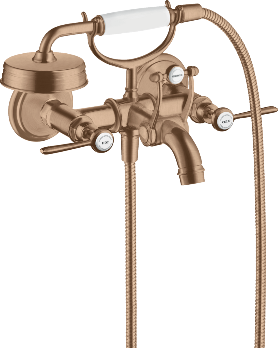 2-handle bath mixer for exposed installation with lever handles