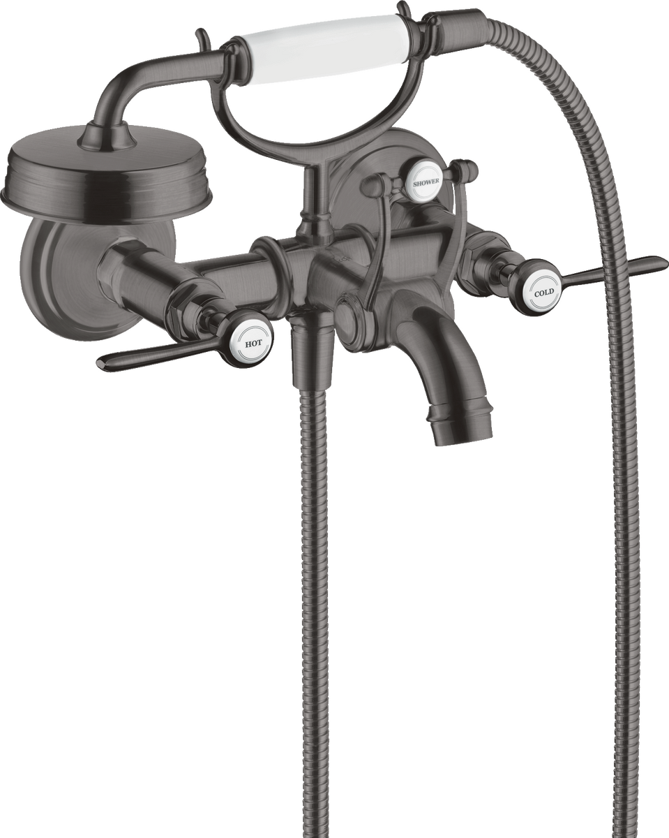 2-handle bath mixer for exposed installation with lever handles