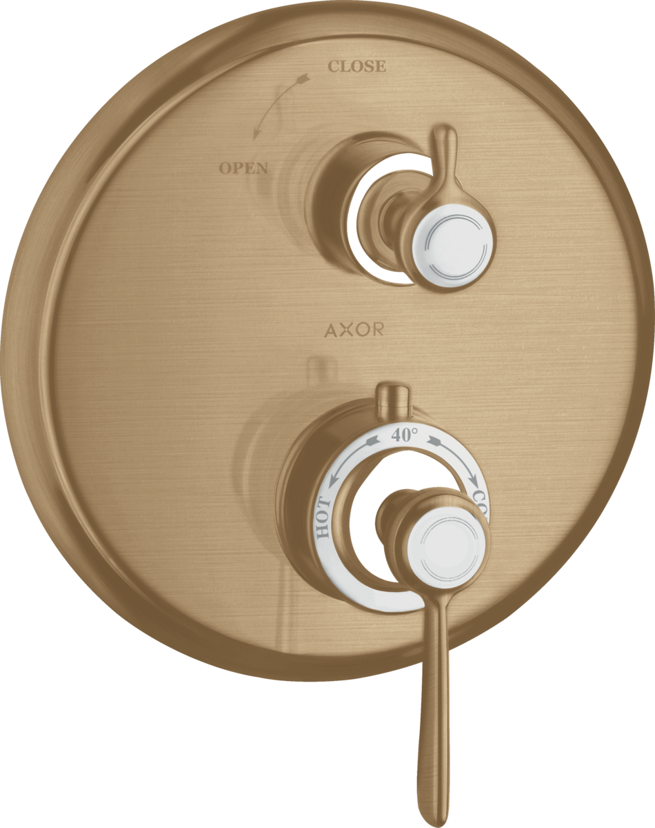 Thermostat for concealed installation with lever handle and shut-off valve