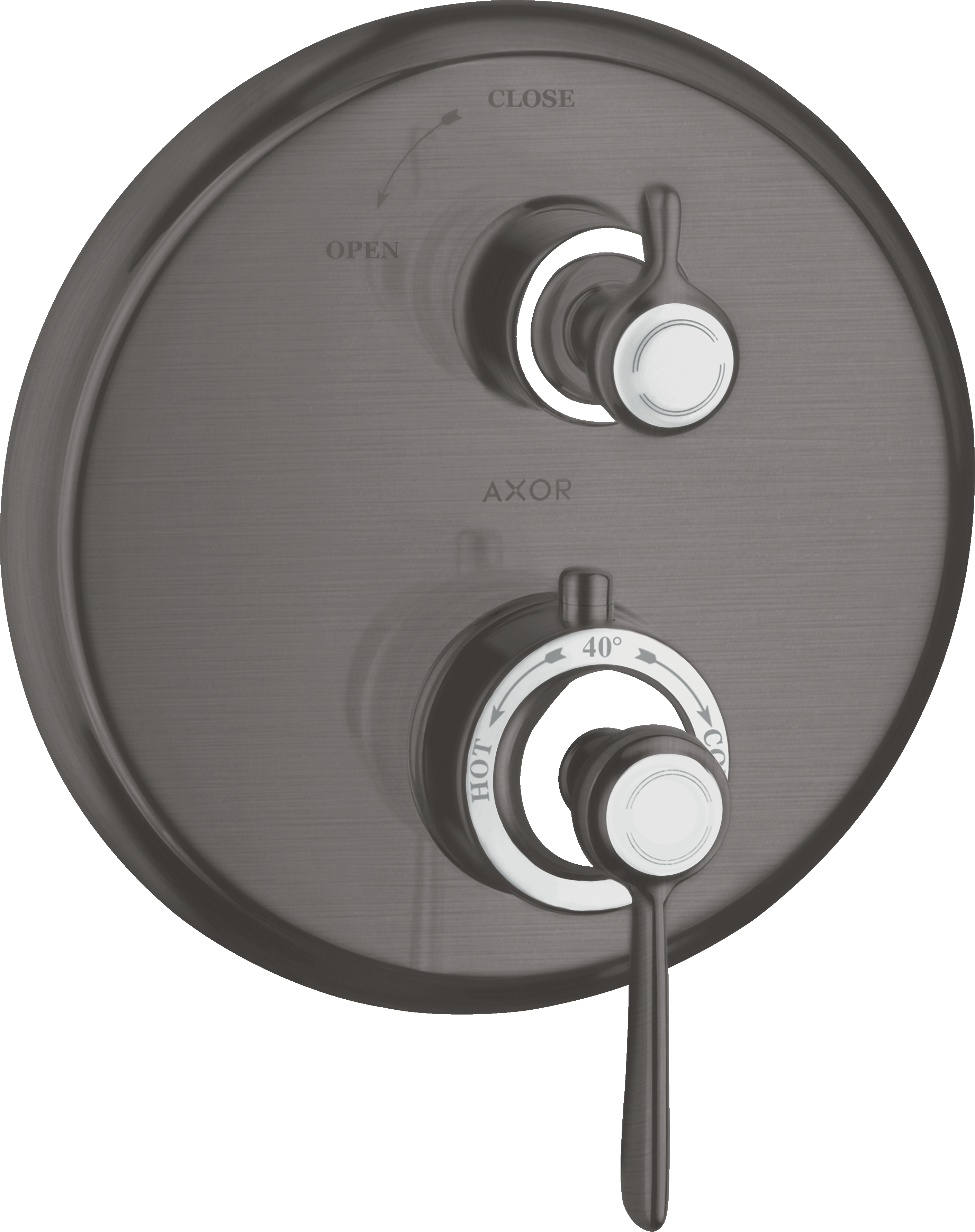 Thermostat for concealed installation with lever handle and shut-off valve