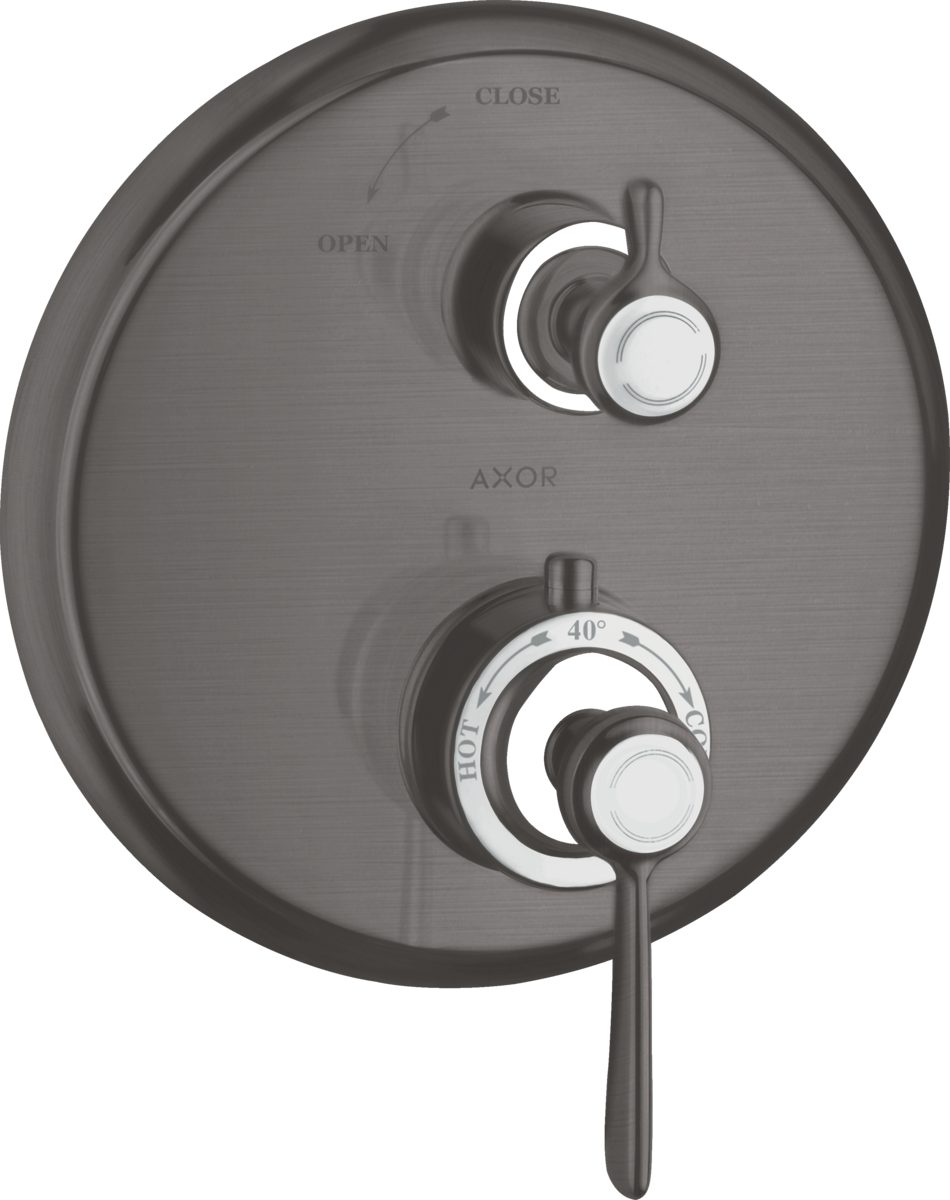 Miscelatore termostatico ad incasso con maniglia a leva e valvola d'arresto