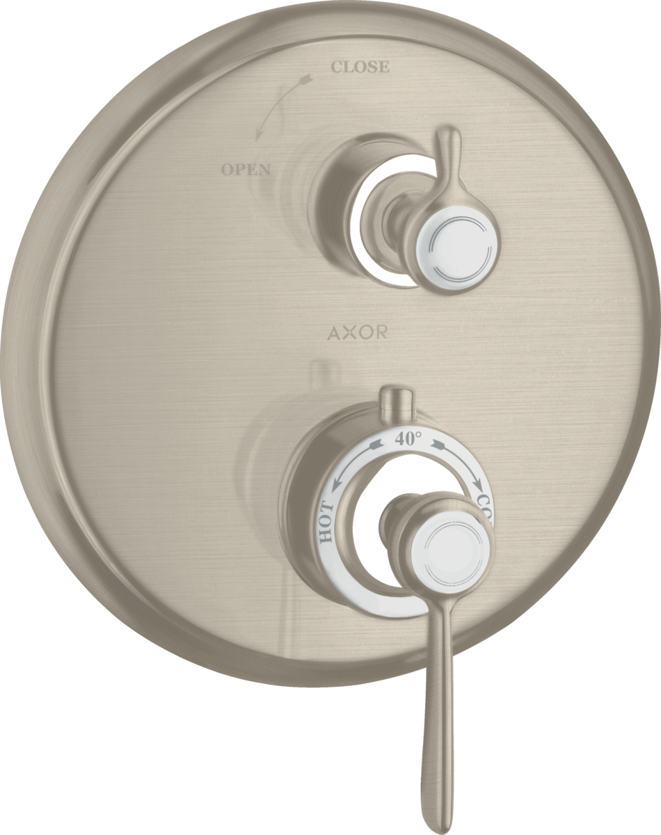 Thermostat for concealed installation with lever handle and shut-off valve