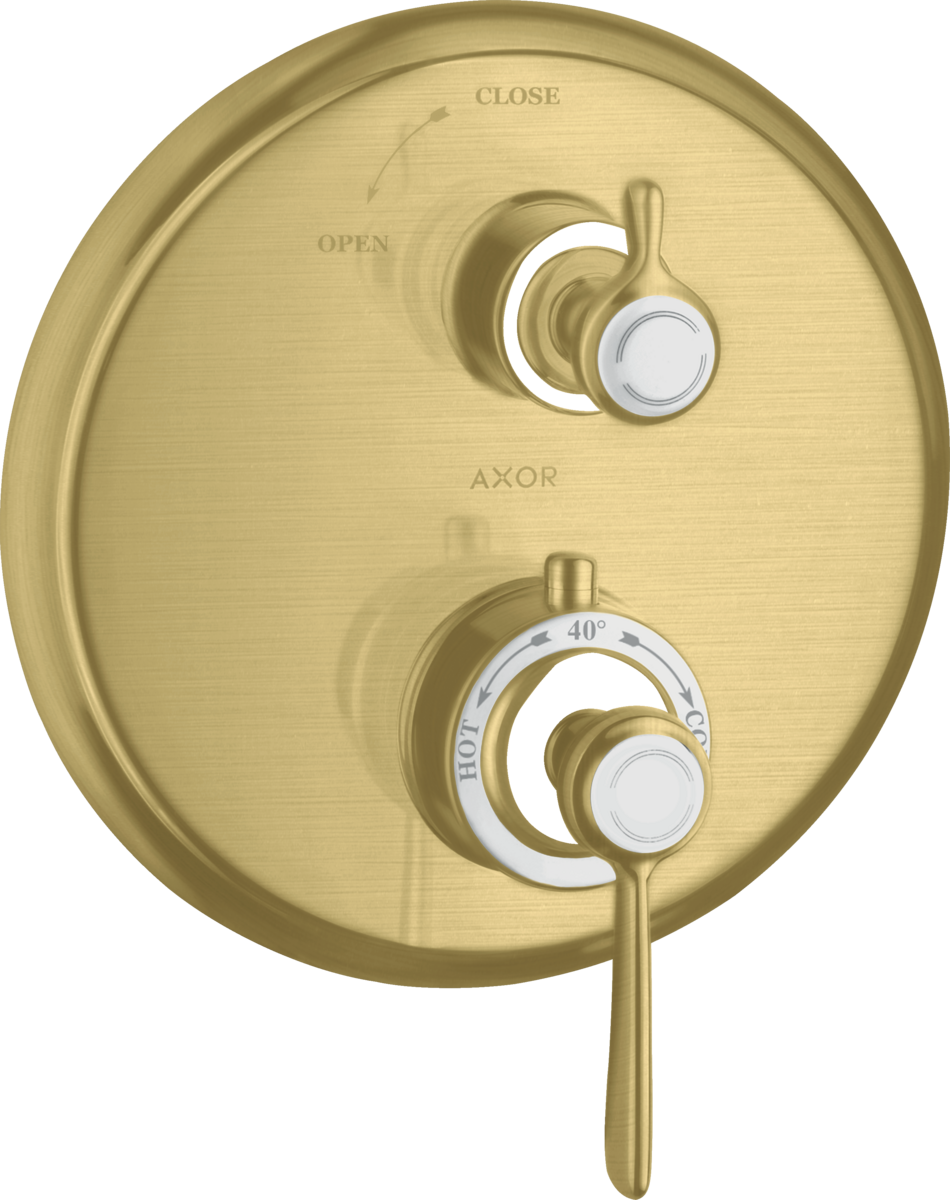 Thermostat for concealed installation with lever handle and shut-off valve