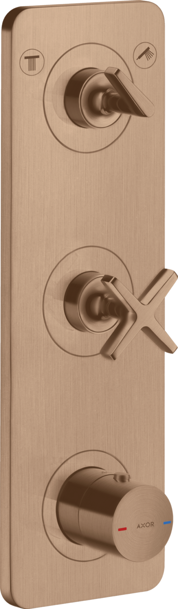 Thermostatic module 380/120 for concealed installation for 2 functions with plate