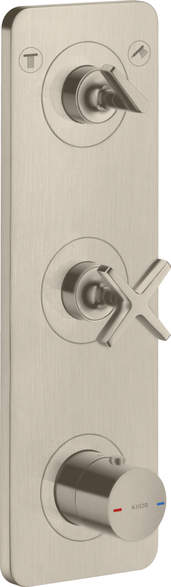Thermostatic module 380/120 for concealed installation for 2 functions with plate