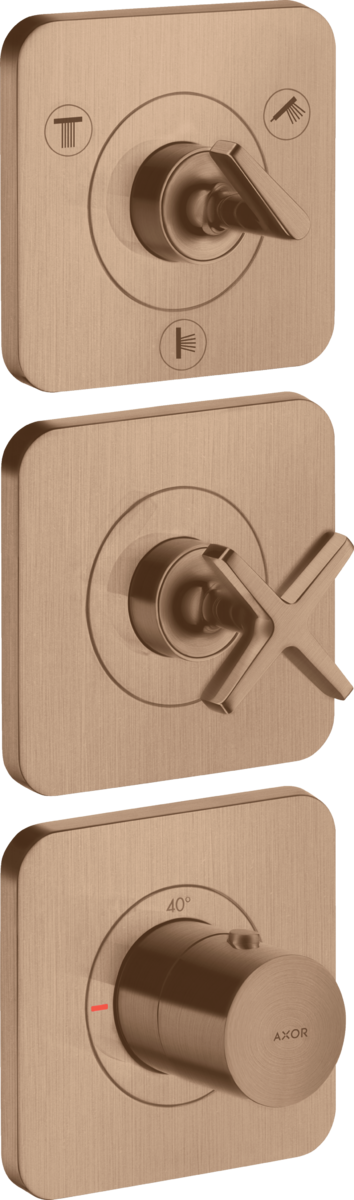 Thermostatic module 380/120 for concealed installation for 3 functions with escutcheons