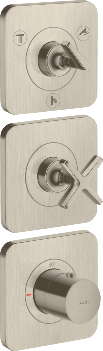 Thermostatic module 380/120 for concealed installation for 3 functions with escutcheons