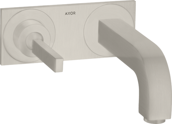 AXOR Citterio Mitigeur de lavabo encastré mural avec plaque, bec 220 mm, bonde à écoulement libre — 39115800