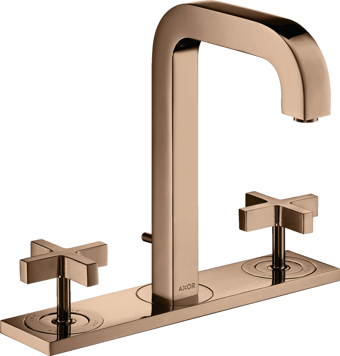 三孔面盆龙头170，出水嘴140mm，十字把手，带装饰盖和提拉落水套件