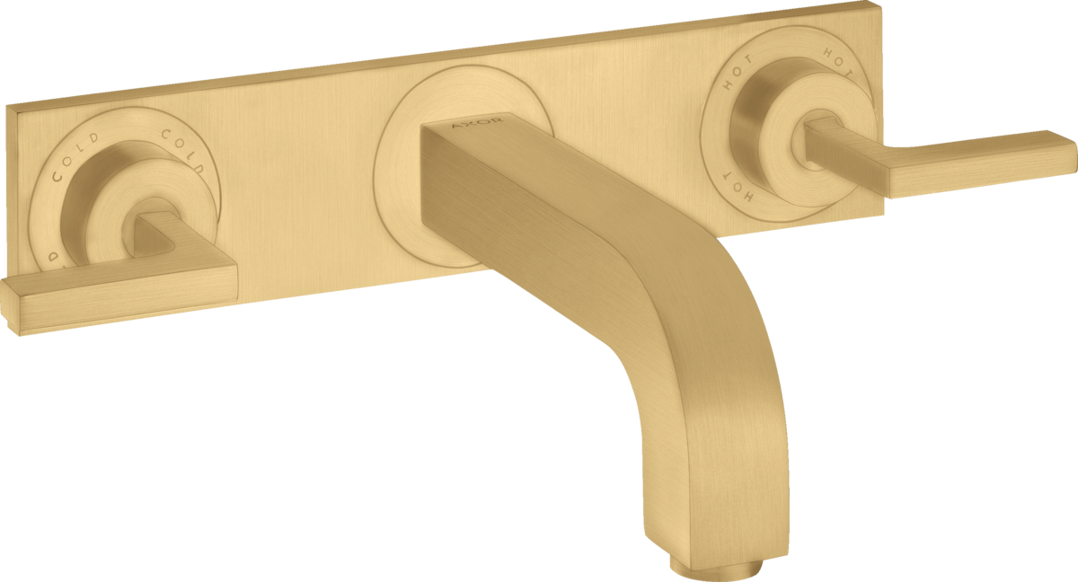 Rubinetteria 3 fori lavabo ad incasso a parete con bocca d'erogazione 226 mm