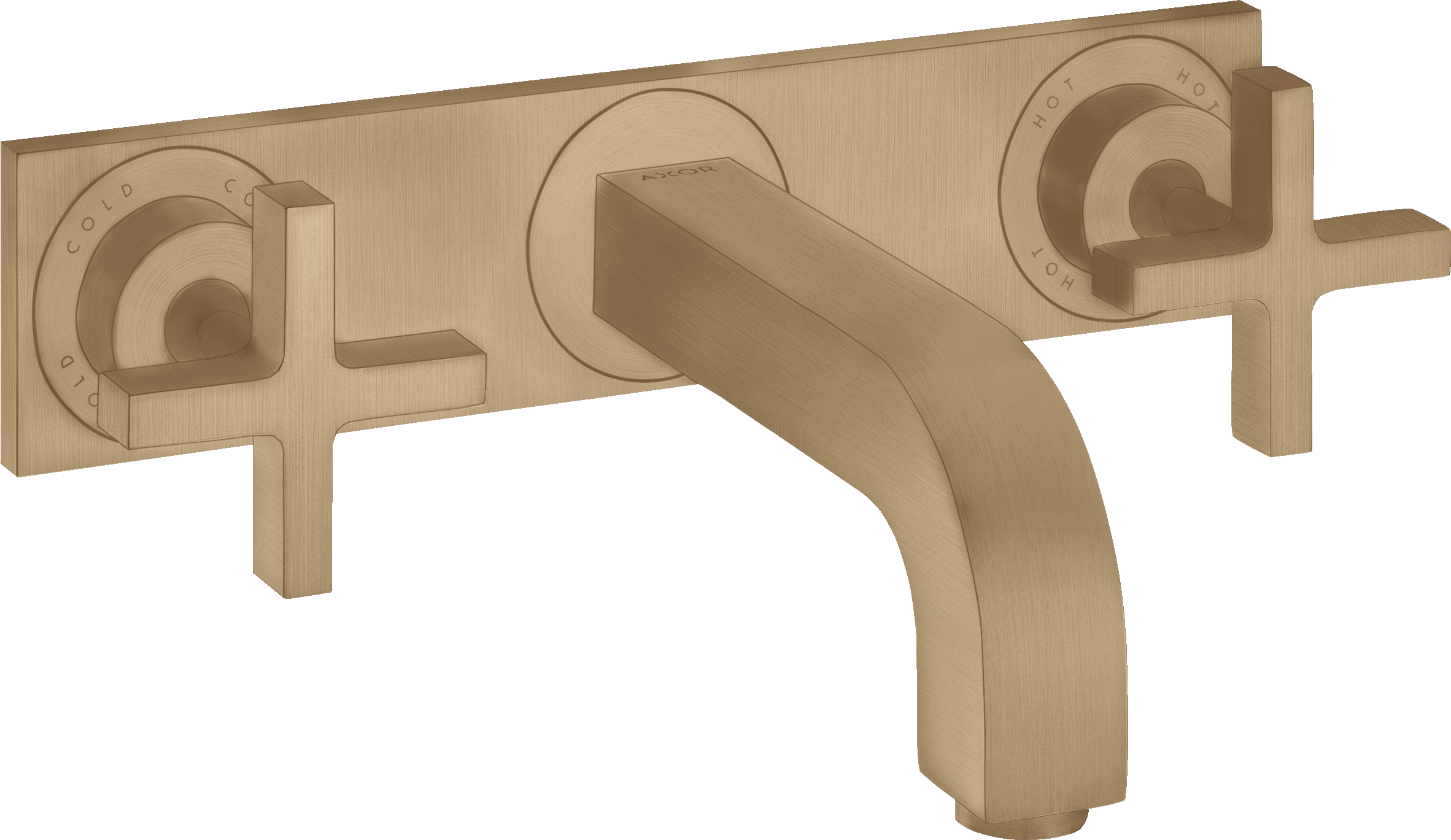 Batería americana de lavabo empotrada de crucetas con placa y caño 226 mm